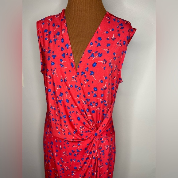 Banana Republic Print Twist Faux Wrap Sleeveless Dress Size Medium - Picture 3 of 8